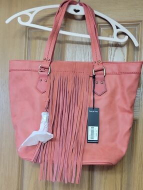 NWT -Dolce Vita Coral Pink Fringe Tote